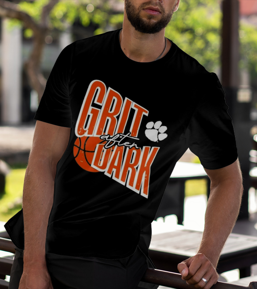 Clemson Grit After Dark Basketball And Paw Prints T-Shirt
