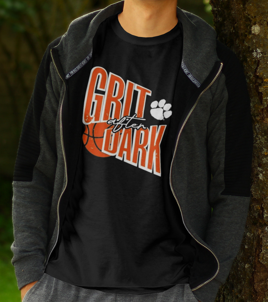 Clemson Grit After Dark Basketball And Paw Prints T-Shirt
