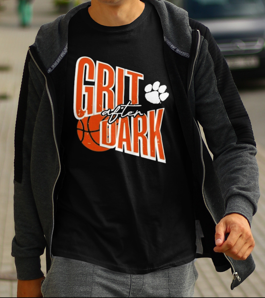 Clemson Grit After Dark Basketball And Paw Prints T-Shirt