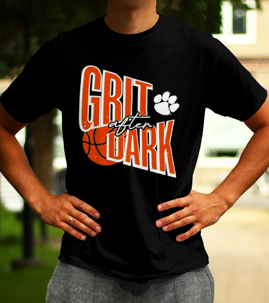 Clemson Grit After Dark Basketball And Paw Prints T-Shirt