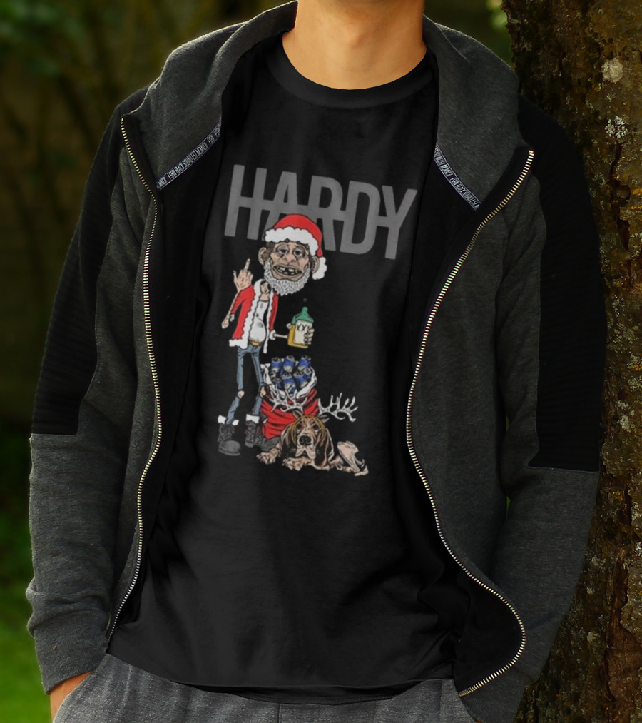 Hardy Christmas Santa Jim Bob With KY Bottle And Dogs Holiday T-Shirt