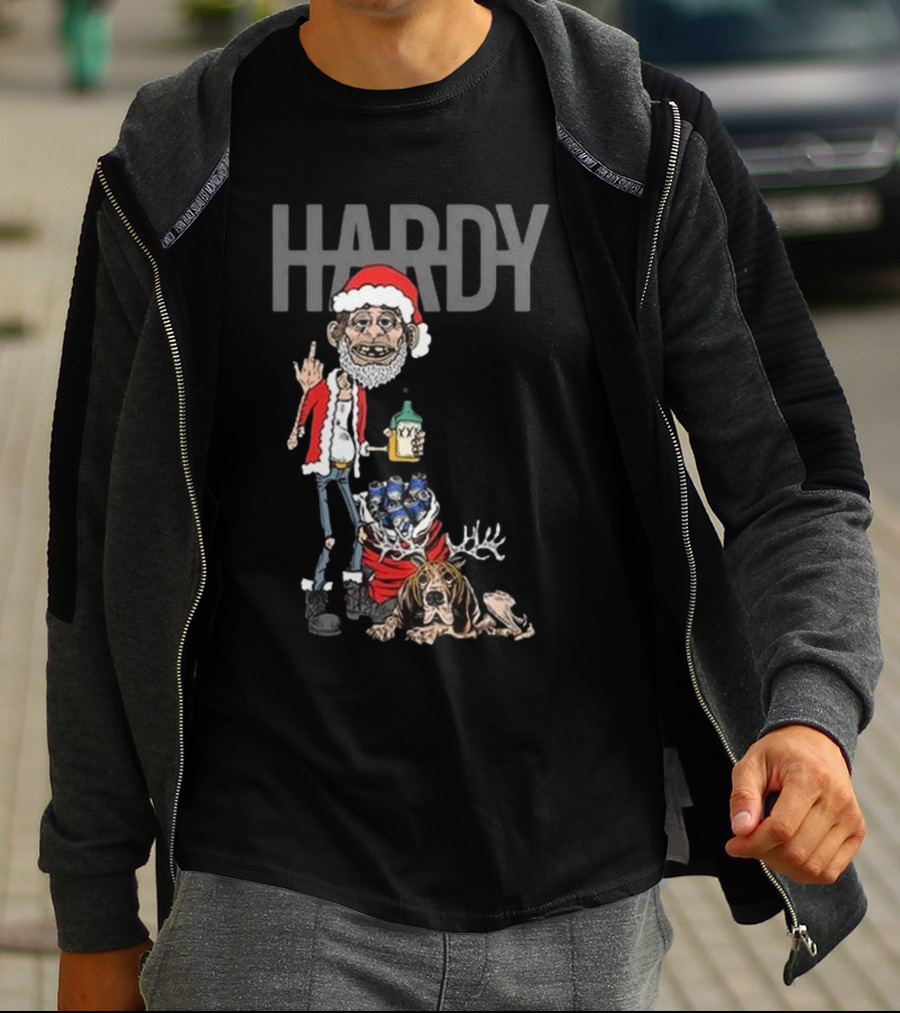 Hardy Christmas Santa Jim Bob With KY Bottle And Dogs Holiday T-Shirt