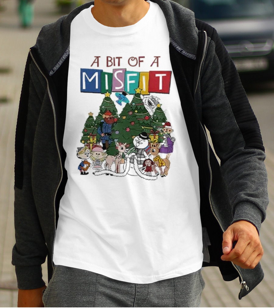 A Bit Of A Misfit Rudolph The Red Nosed Reindeer Christmas Characters With Trees T-Shirt