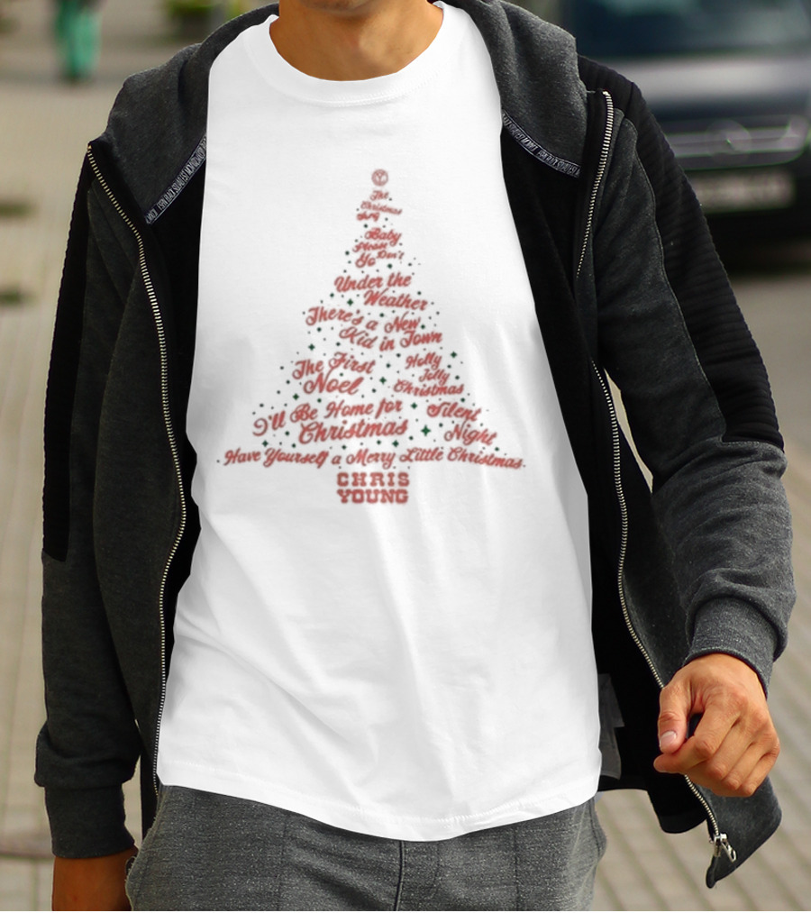 Chris Young Christmas Tree Songs Silent Night Holly Jolly Noel T-Shirt