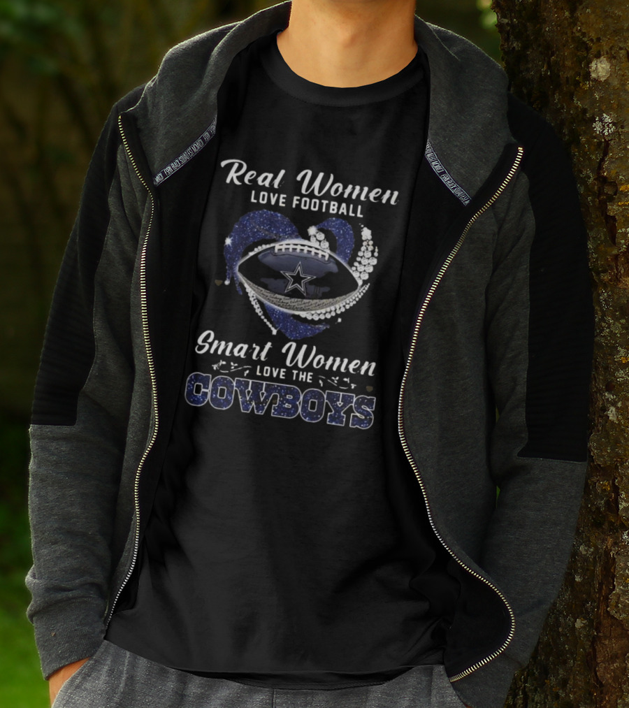 Real Women Love Football Smart Women Love The Cowboys Diamond Heart Dallas Cowboys T-Shirt
