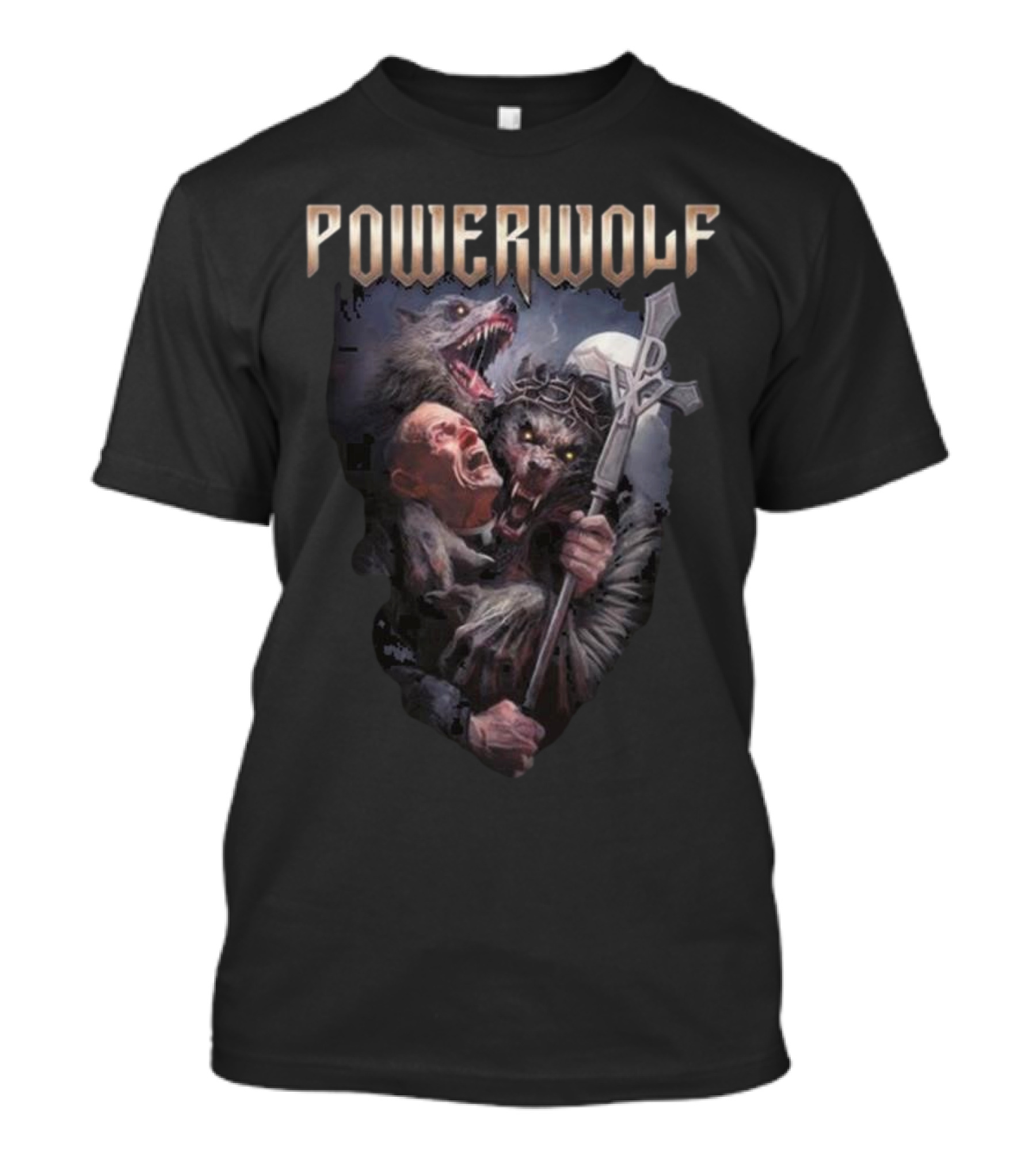 Powerwolf Thunder Priest Monster Battle With Fierce Wolves T-Shirt