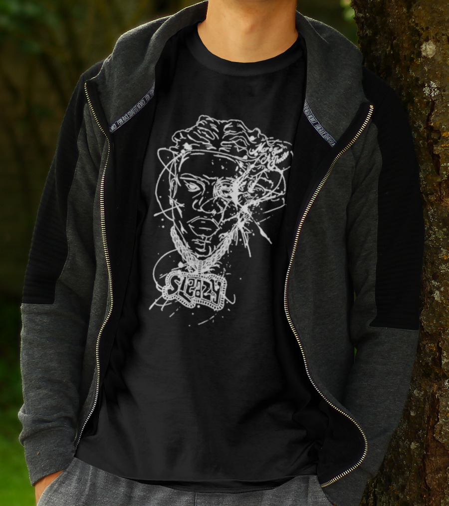 Sleazyworld Go Sleazy Necklace Portrait Sketch T-Shirt