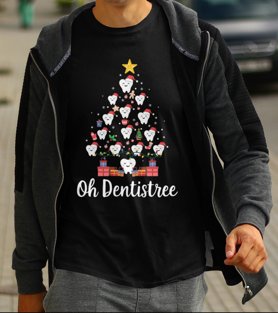 Oh Dentistree Christmas Tree With Tooth Ornaments And Gifts T-Shirt