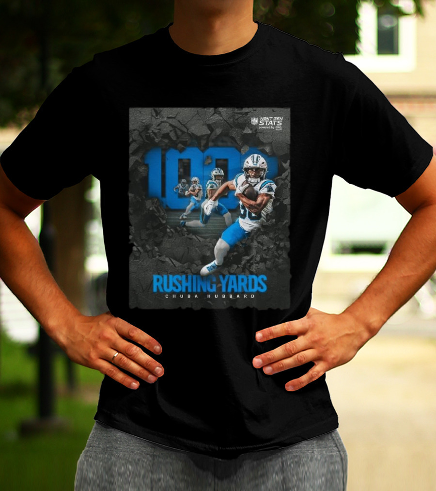 Carolina Panthers 1000 Rushing Yards Chuba Hubbard Next Gen Stats T-Shirt