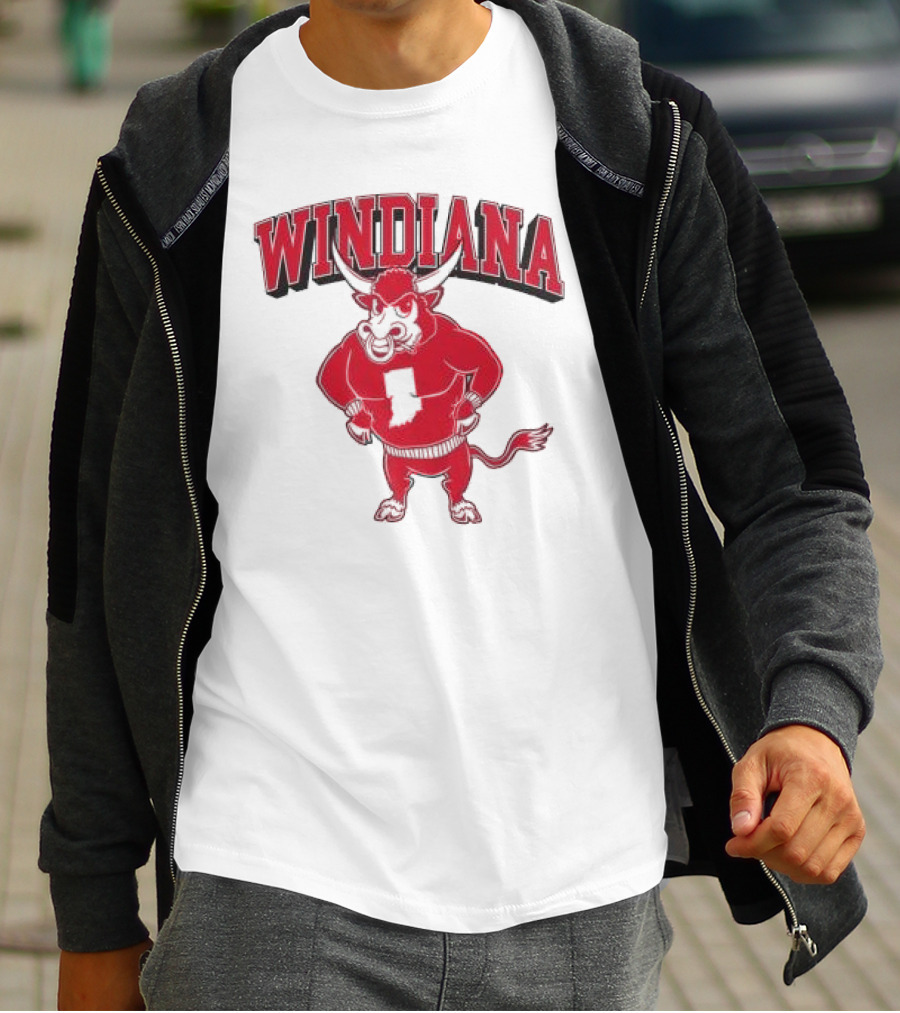 Windiana Hoosiers Mascot Bull With Indiana State Shape T-Shirt