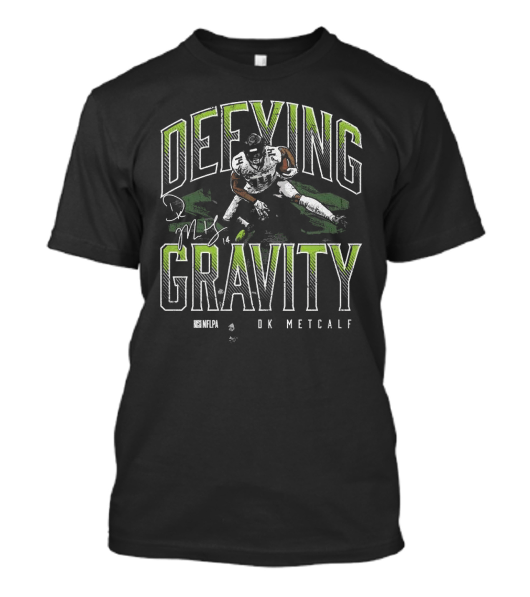 D.K. Metcalf Defying Gravity NFLPA Signature Image T-Shirt