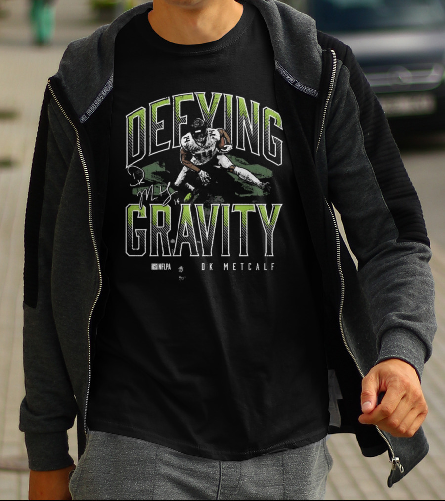D.K. Metcalf Defying Gravity NFLPA Signature Image T-Shirt