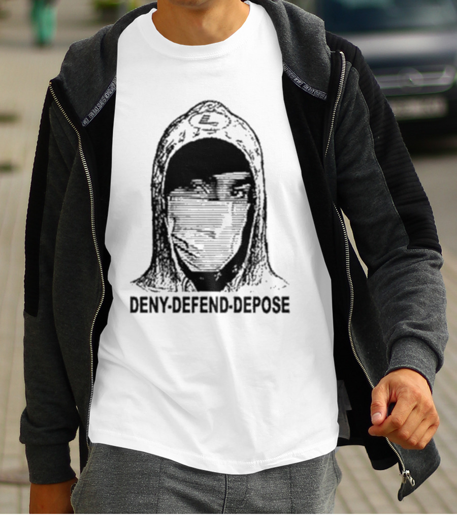 Deny Defend Depose The UnaShooter Luigi Mangione Hoodie Masked Image T-Shirt