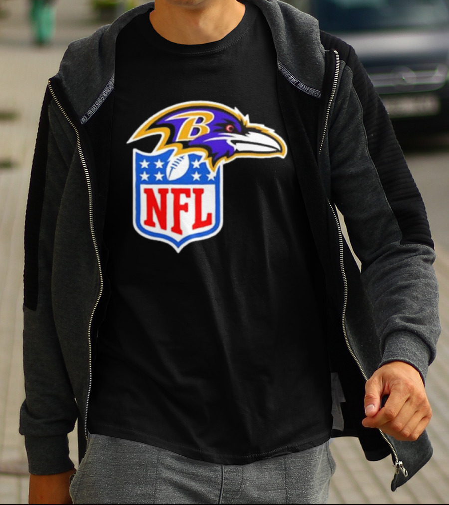 Baltimore Ravens NFL Shield Emblem Ravens Head T-Shirt