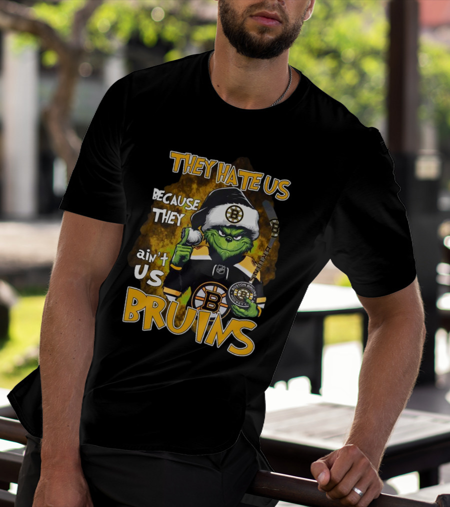 Boston Bruins Grinch They Hate Us Because They Ain’t Us Christmas Holidays T-Shirt