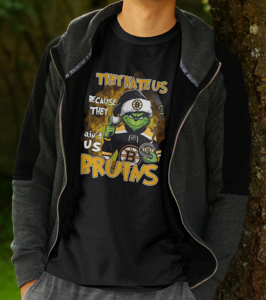Boston Bruins Grinch They Hate Us Because They Ain’t Us Christmas Holidays T-Shirt
