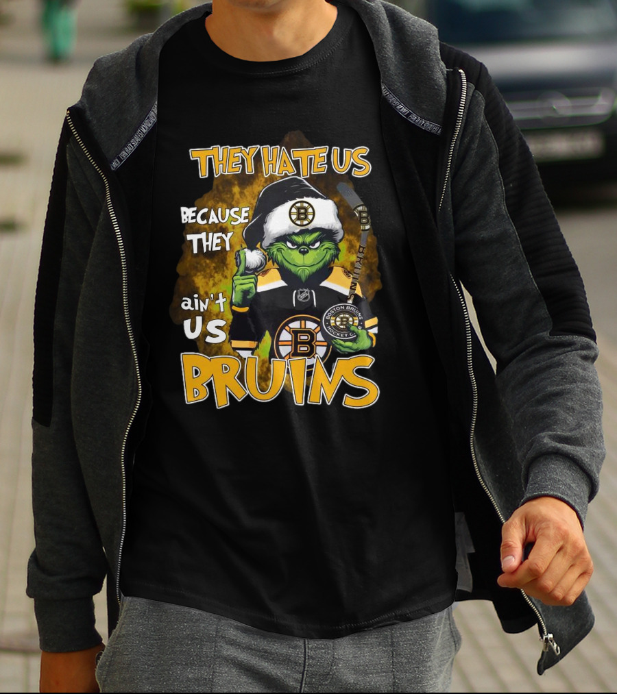 Boston Bruins Grinch They Hate Us Because They Ain’t Us Christmas Holidays T-Shirt
