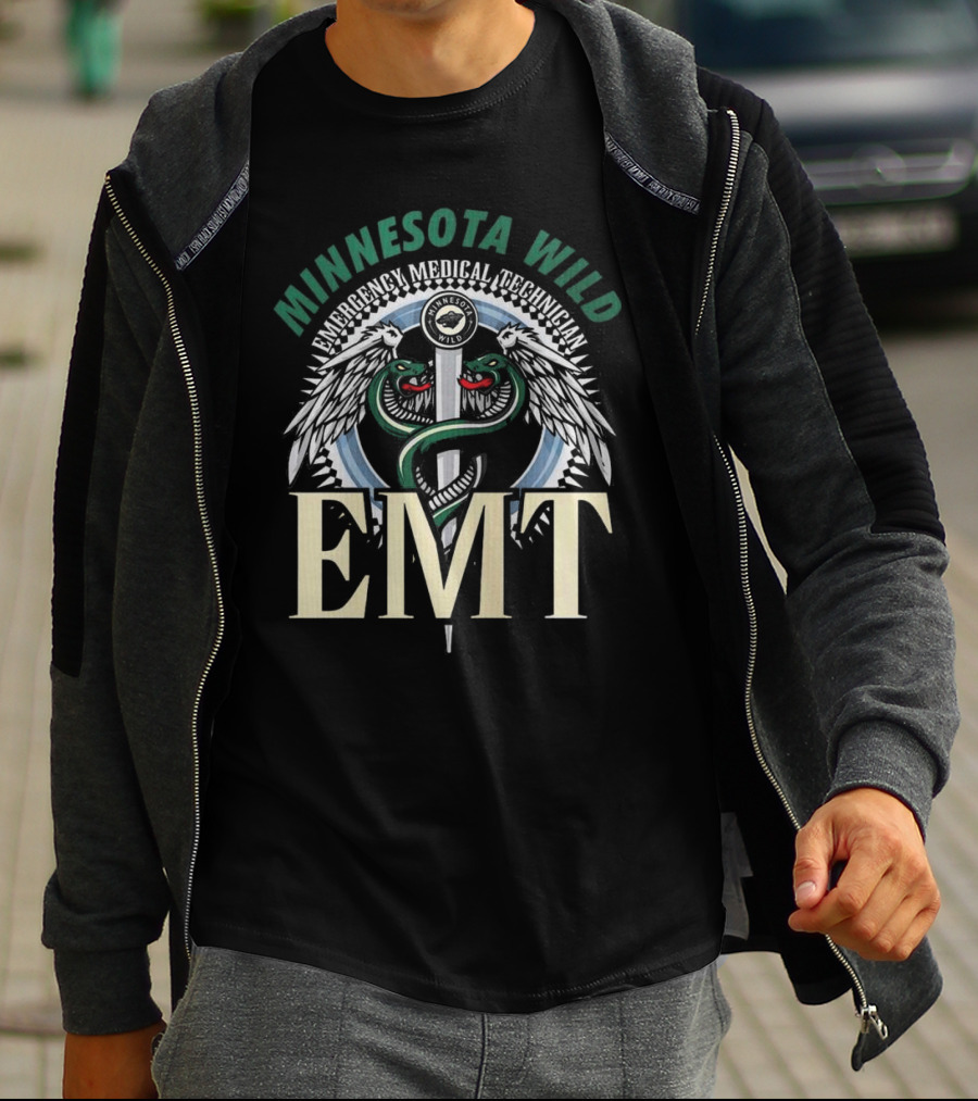 Minnesota Wild EMT Emergency Medical Technician Caduceus T-Shirt