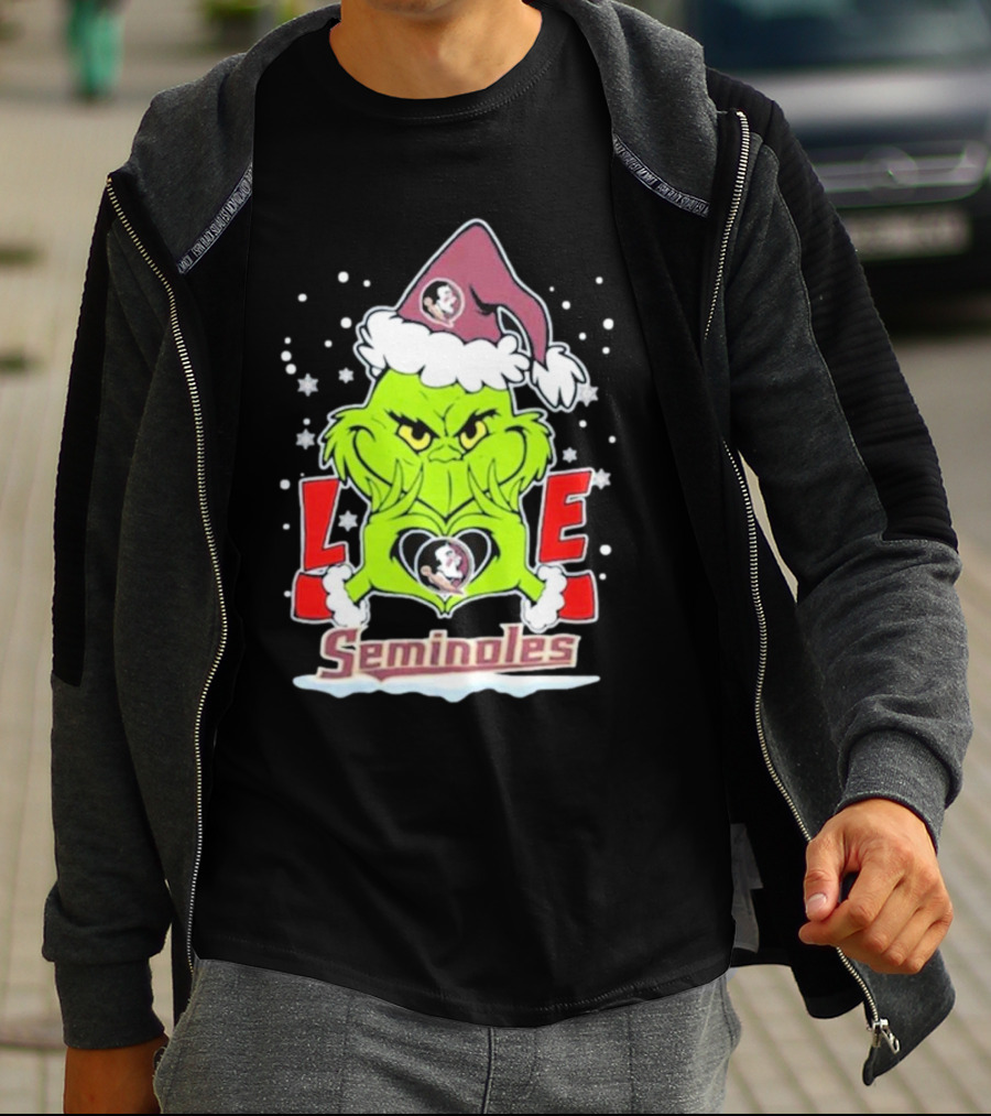 Grinch Love Florida State Seminoles Christmas Football T-Shirt