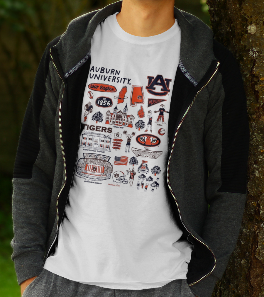Auburn University Tigers War Eagles Auburn Vive La Fete 1856 Artwork Samson Halls Jordan-Hare Stadium T-Shirt