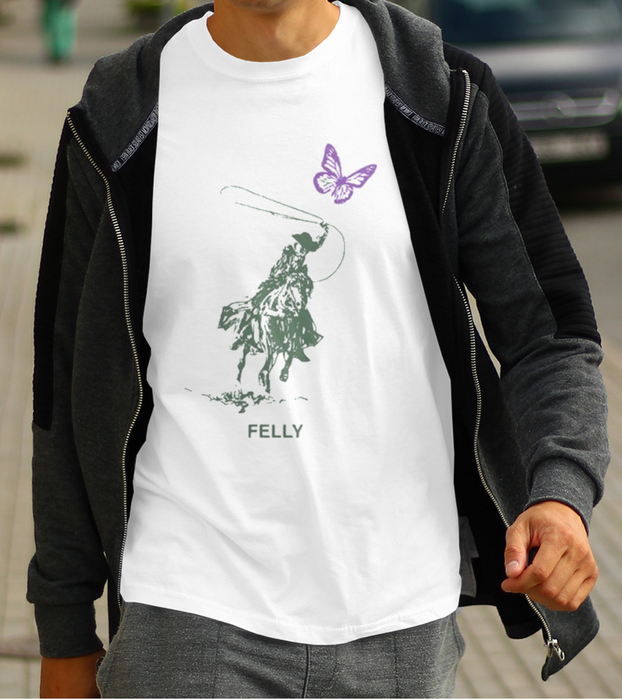 Felly Cowboy Lasso Purple Butterfly Blues Music T-Shirt