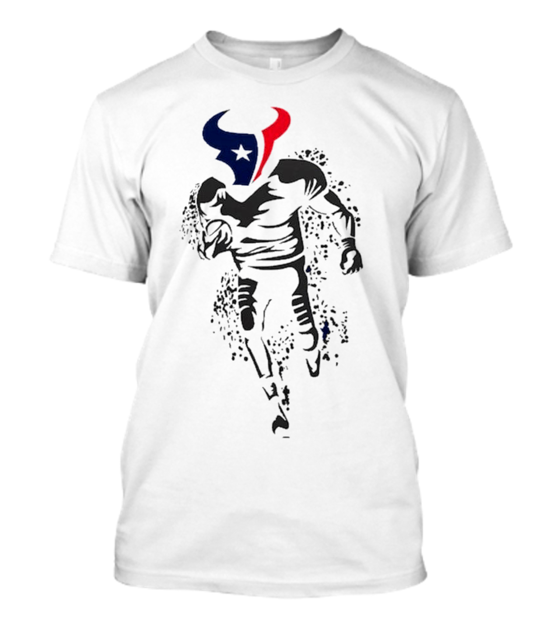 Houston Texans Football Player Bull Logo Running Action T-Shirt
