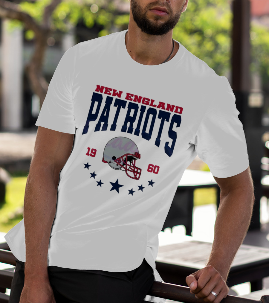New England Patriots 1960 Vintage Football Helmet Retro Stars T-Shirt