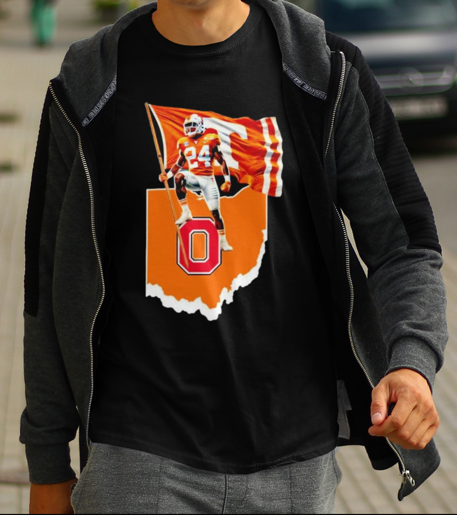 Jordan Matthews Tennessee Volunteers Flag Over Ohio State Outline T-Shirt