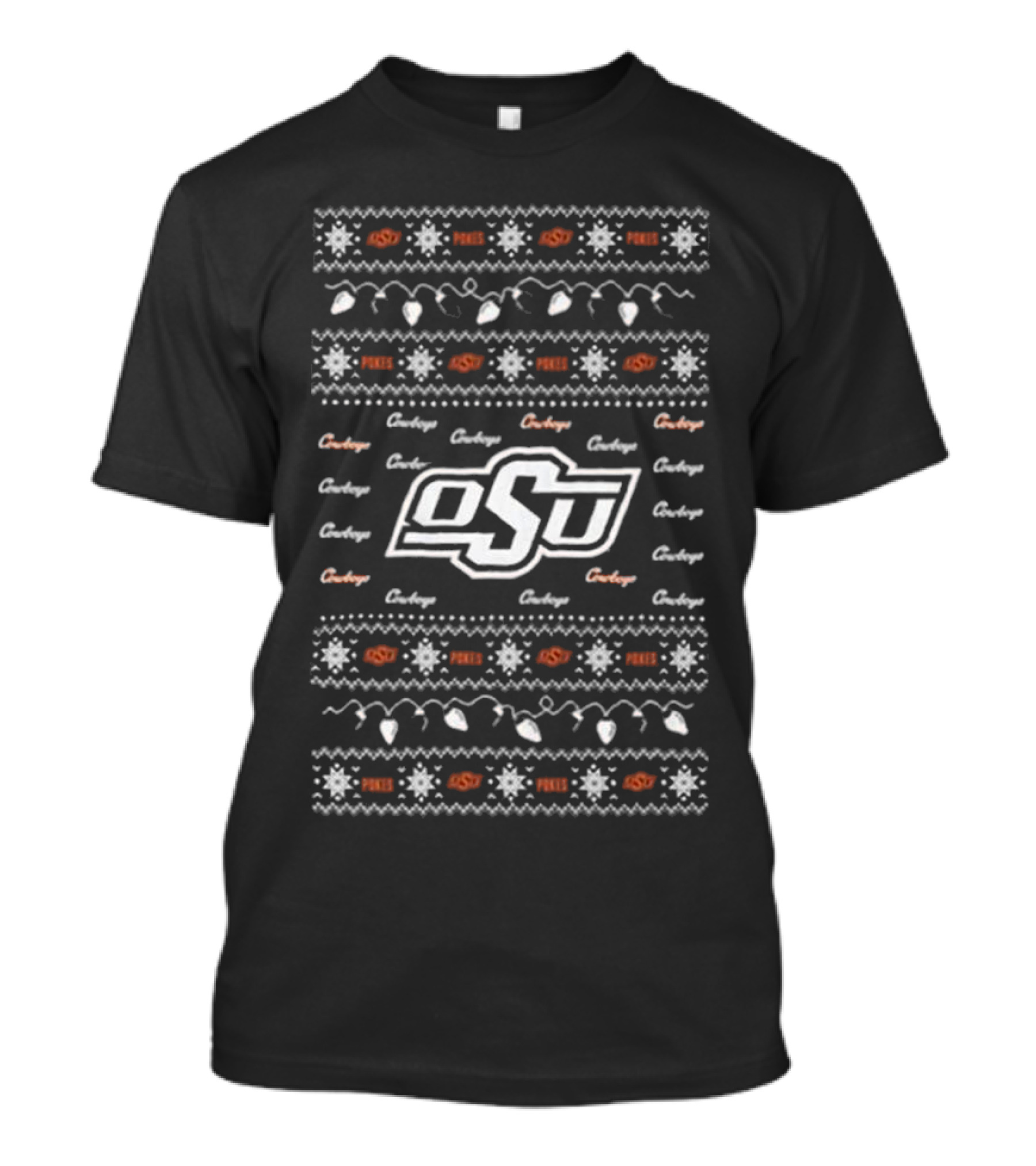 Oklahoma State Cowboys OSU Pokes Christmas Lights T-Shirt