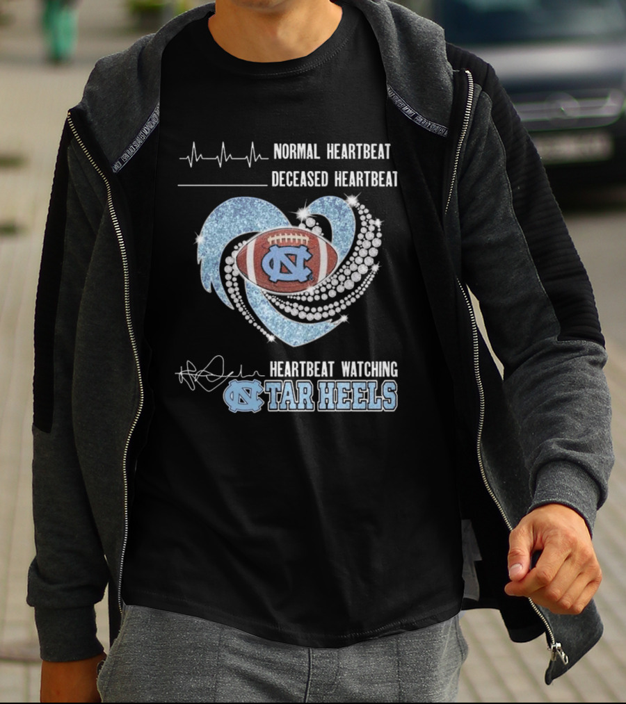 Normal Heartbeat Deceased Heartbeat Heartbeat Watching Tar Heels Football Diamond Heart T-Shirt