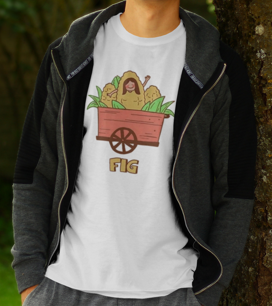 Figwoop Cart Fig With Corn And Smiling Figure T-Shirt