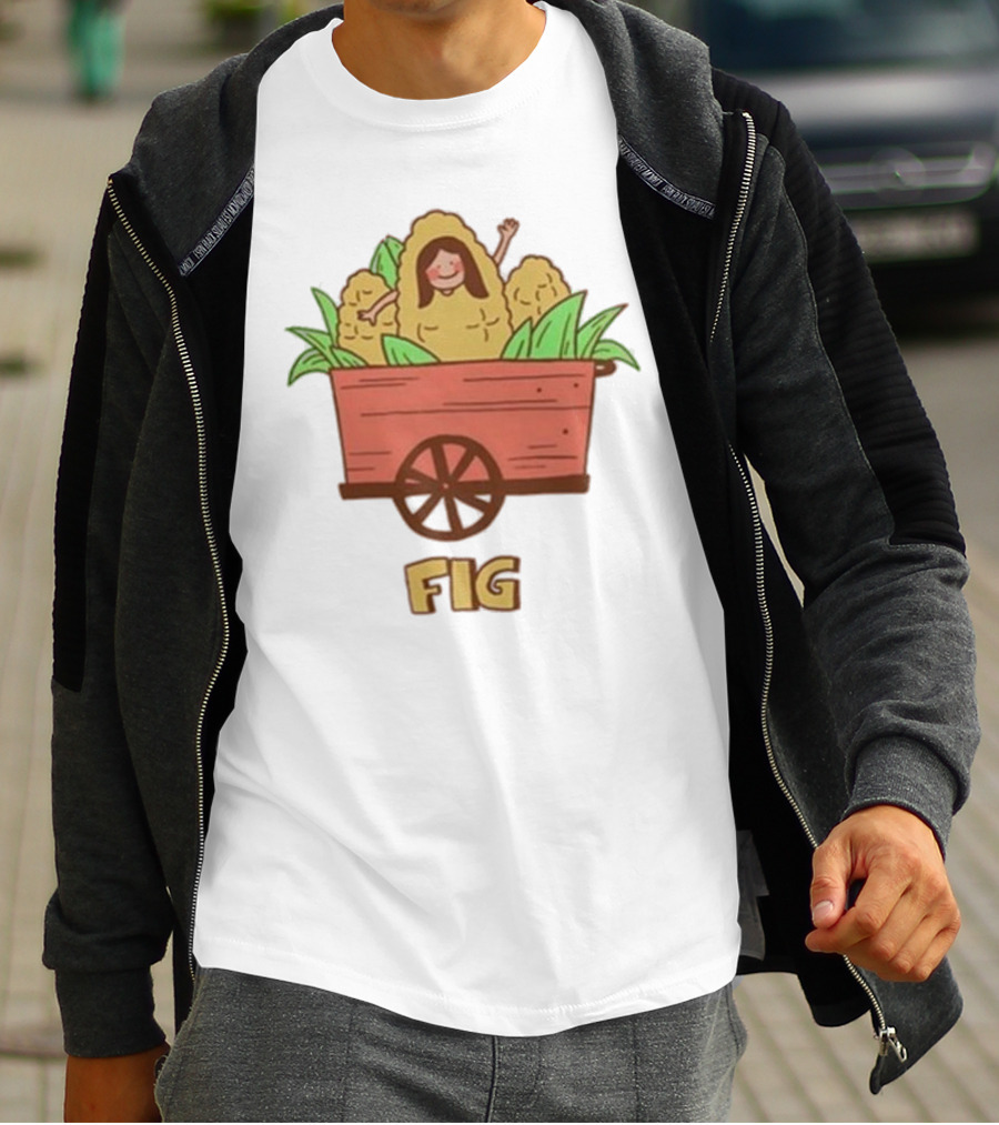 Figwoop Cart Fig With Corn And Smiling Figure T-Shirt