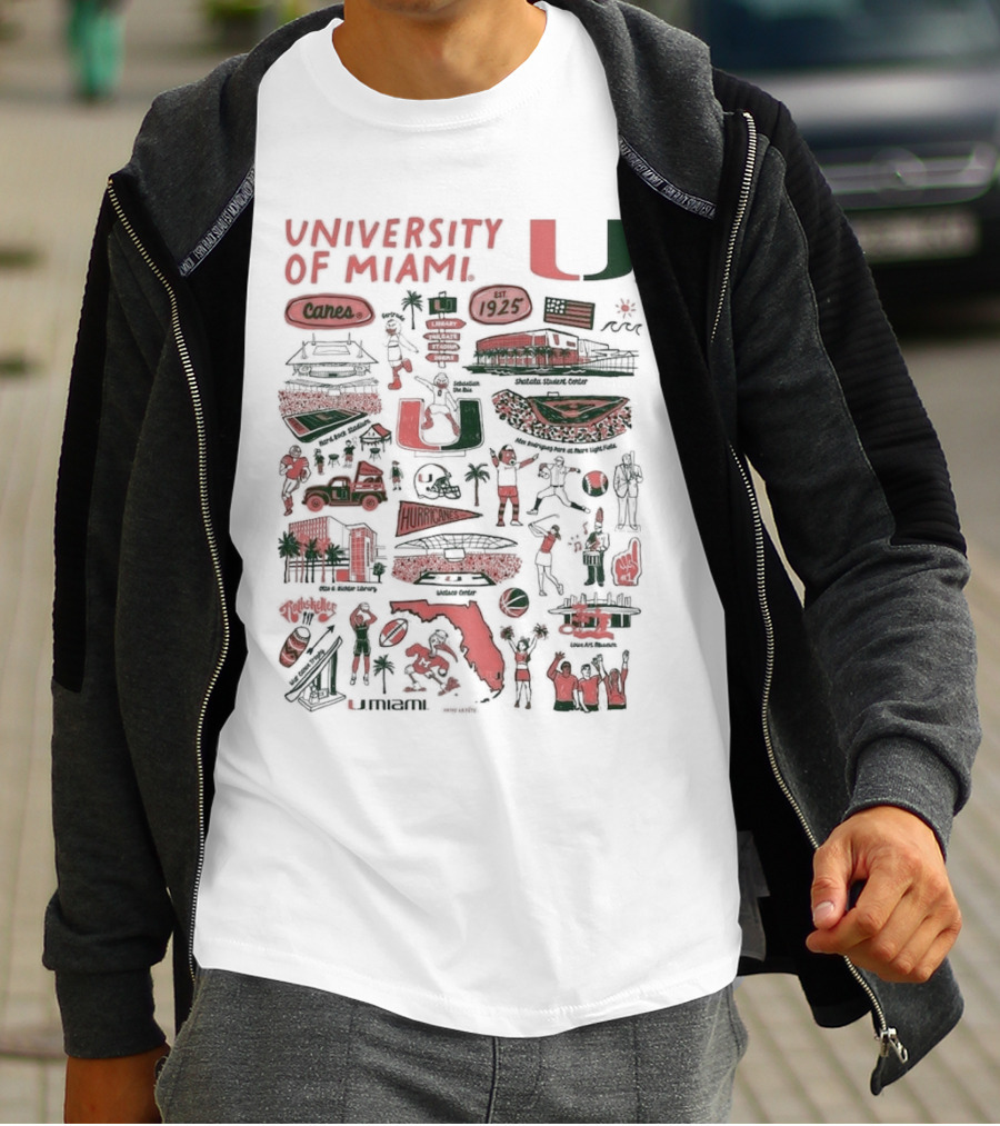 University Of Miami Hurricanes Vive La Fete Canes 1925 Sports And Landmarks T-Shirt