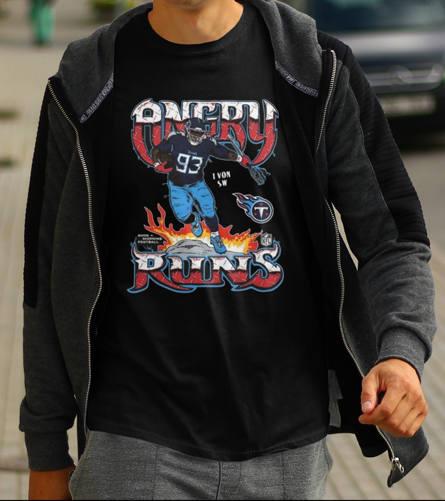 Von SW Angry Runs Tennessee Titans NFL Good Morning Football Charcoal T-Shirt