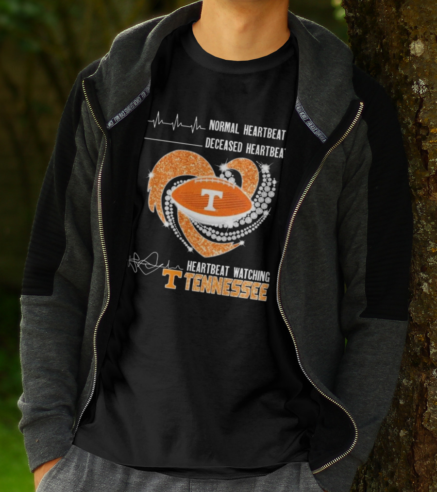 Normal Heartbeat Deceased Heartbeat Heartbeat Watching Tennessee Volunteers Football Diamond Heart T-Shirt