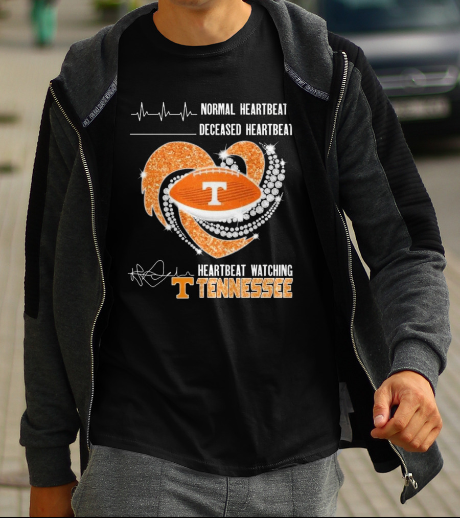 Normal Heartbeat Deceased Heartbeat Heartbeat Watching Tennessee Volunteers Football Diamond Heart T-Shirt