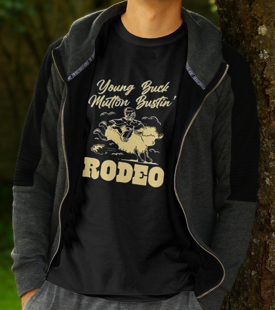 Young Buck Mutton Bustin' Rodeo Sheep Riding Fun T-Shirt