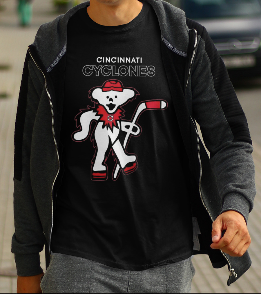 Cincinnati Cyclones Hockey With Grateful Dead Style Bear 2025 T-Shirt