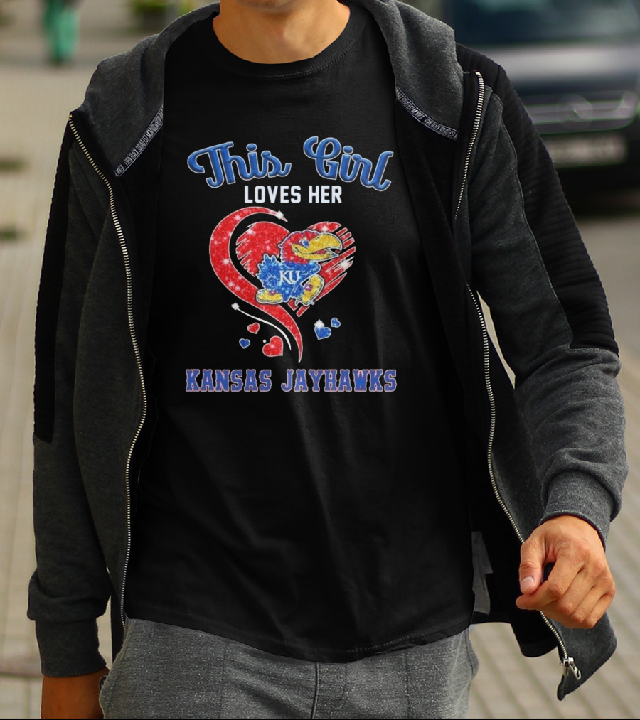 This Girl Loves Her Kansas Jayhawks Heart KU T-Shirt