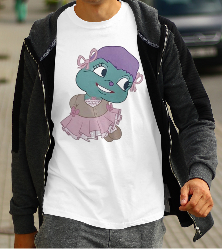 Samantha Yve Bb Coquette Cartoon Character With Purple Hair And Pink T-Shirt