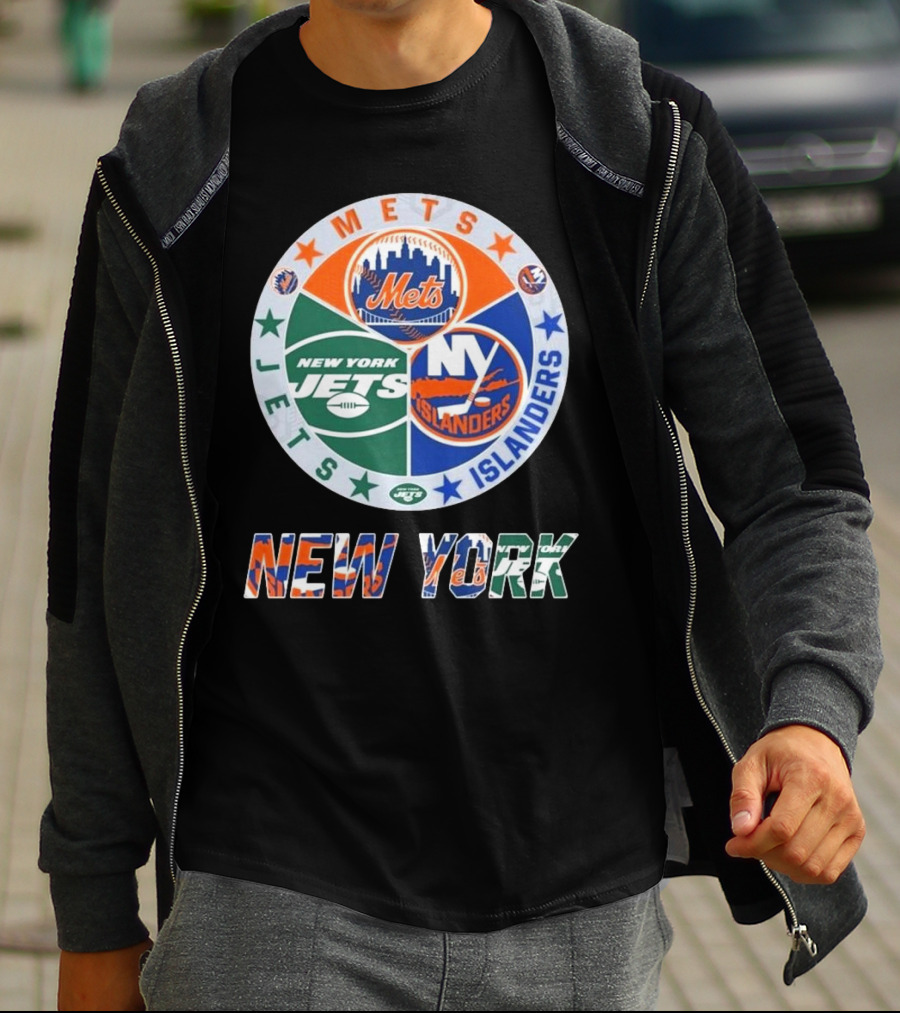 New York Mets Jets Islanders Circle Collaboration T-Shirt