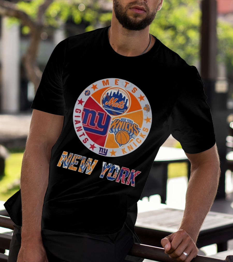 New York Mets Giants Knicks Circle Logo New York T-Shirt