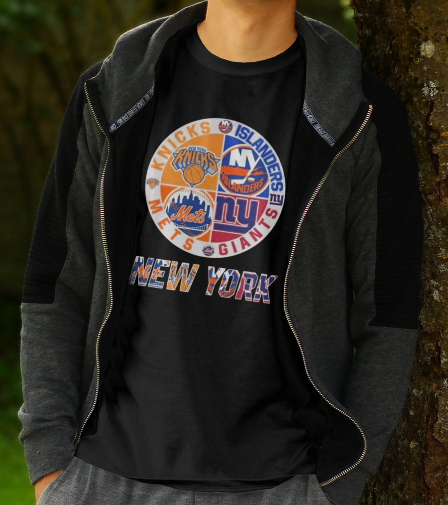 New York Knicks Mets Giants Islanders Circle Collaboration T-Shirt
