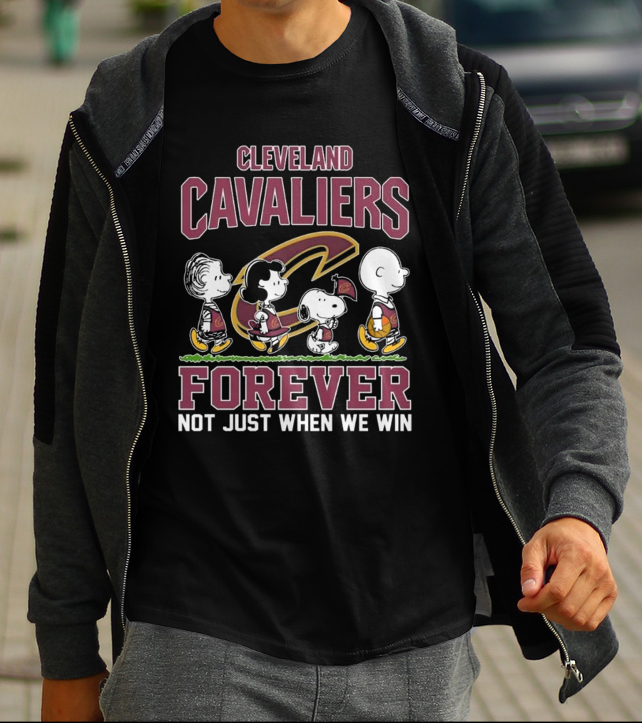 Cleveland Cavaliers Peanuts Characters Walking Forever Not Just When We Win T-Shirt