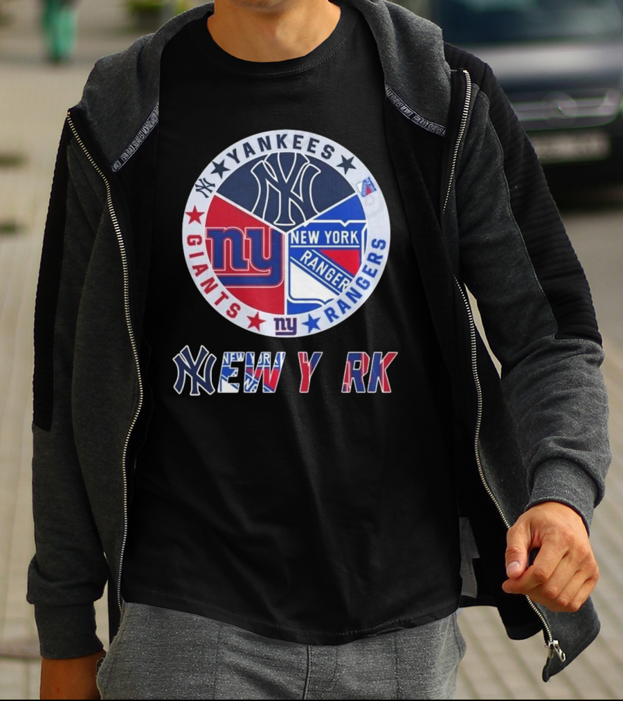 Yankees Giants Rangers Circle New York Collaboration T-Shirt