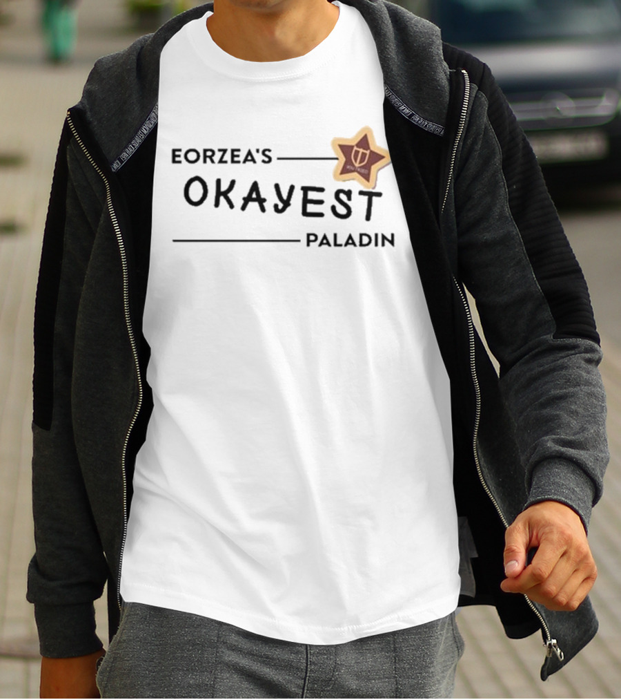 Eorzea's Okayest Paladin Shield Star Badge T-Shirt