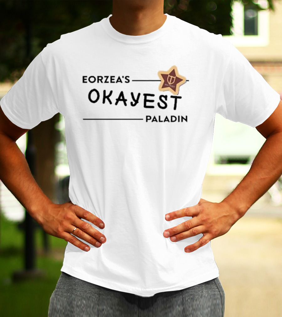 Eorzea's Okayest Paladin Shield Star Badge T-Shirt