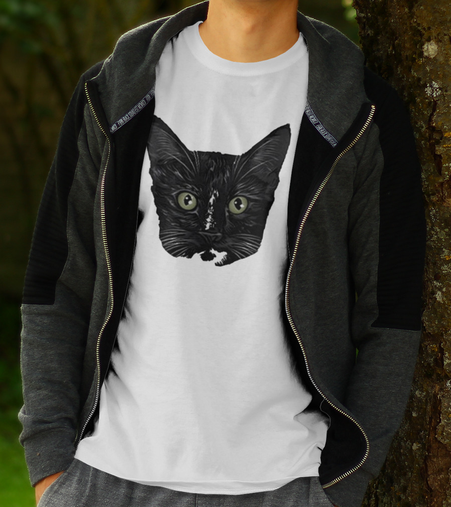 Michael Manigault Brave Green-Eyed Cat Face T-Shirt