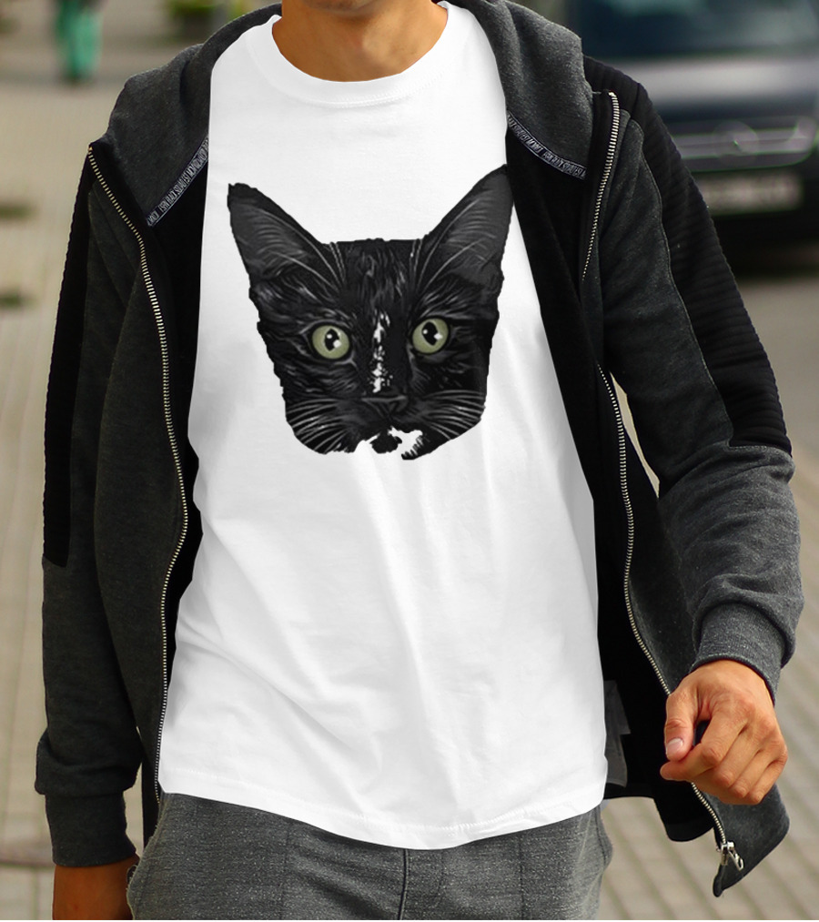 Michael Manigault Brave Green-Eyed Cat Face T-Shirt