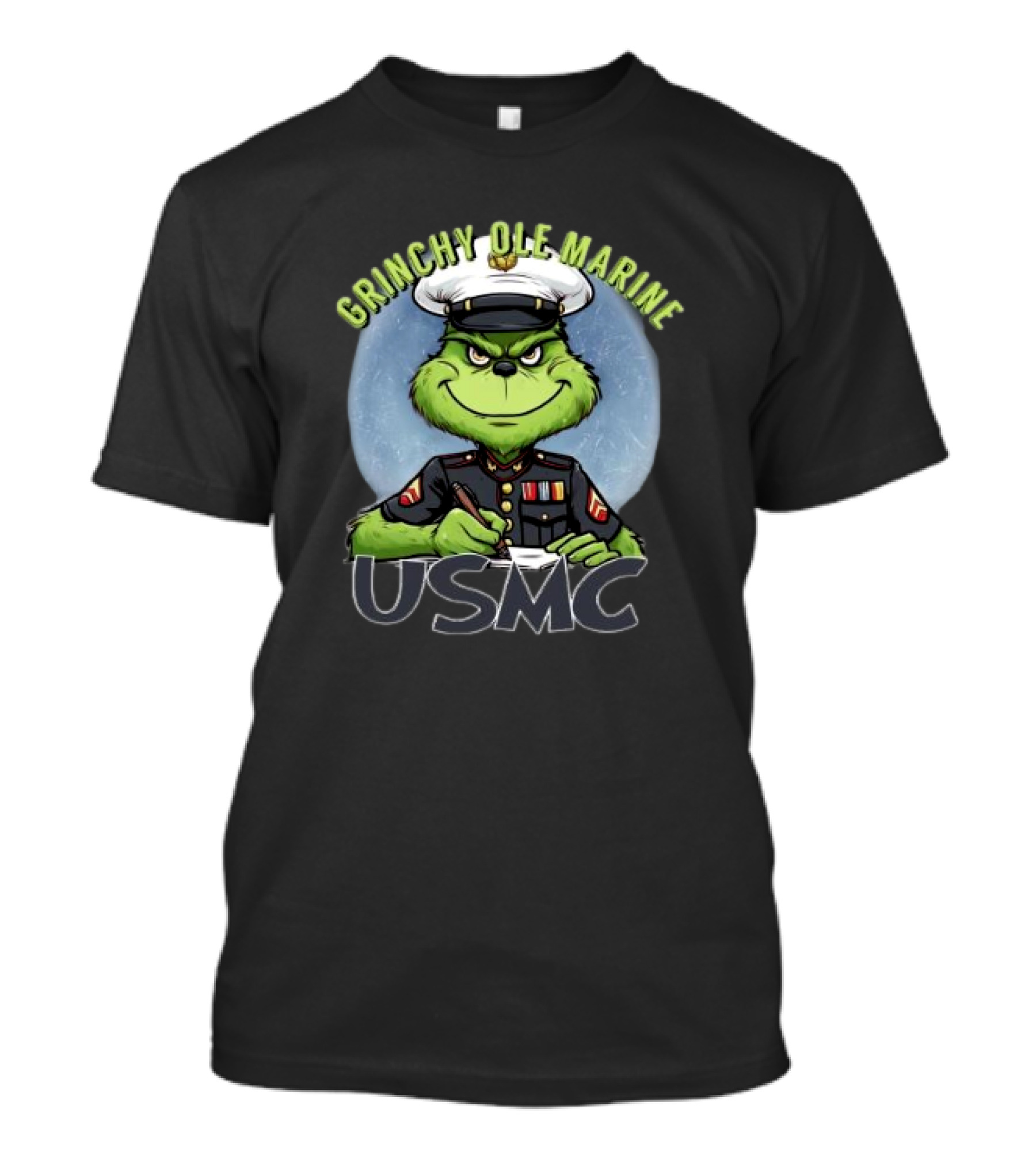 Grinchy Ole Marine USMC Merry Christmas T-Shirt